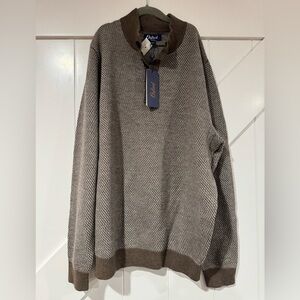 Oxford Men's Gray and Brown Zip-Up Sweater